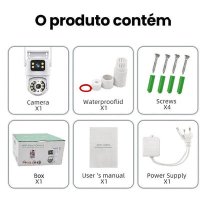 [COMPE 1 E LEVE 2] Câmera De Segurança Wi-Fi 360° Lente Dupla ICSEE IP66 - ÚLTIMAS UNIDADES EM PROMOÇÃO