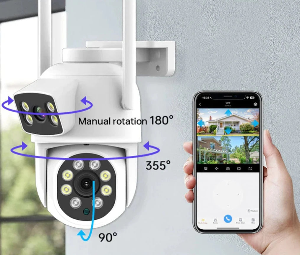 [COMPE 1 E LEVE 2] Câmera De Segurança Wi-Fi 360° Lente Dupla ICSEE IP66 - ÚLTIMAS UNIDADES EM PROMOÇÃO