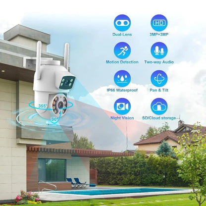 [COMPE 1 E LEVE 2] Câmera De Segurança Wi-Fi 360° Lente Dupla ICSEE IP66 - ÚLTIMAS UNIDADES EM PROMOÇÃO