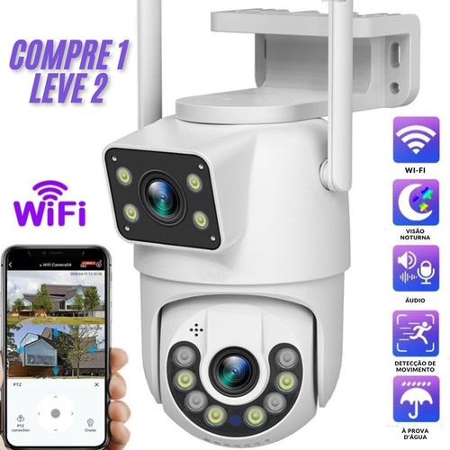 [COMPE 1 E LEVE 2] Câmera De Segurança Wi-Fi 360° Lente Dupla ICSEE IP66 - ÚLTIMAS UNIDADES EM PROMOÇÃO