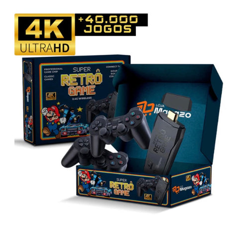 Vídeo Game Portátil Retrô Game© 4K HD -  40.000 Jogos + (2 Controles de Brinde)