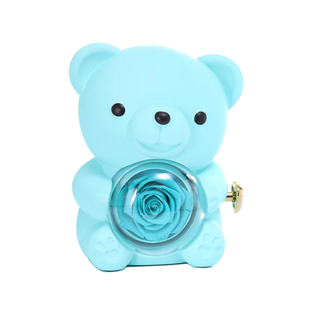 Colar Dueto de Amor + Urso com Rosa Eternizada