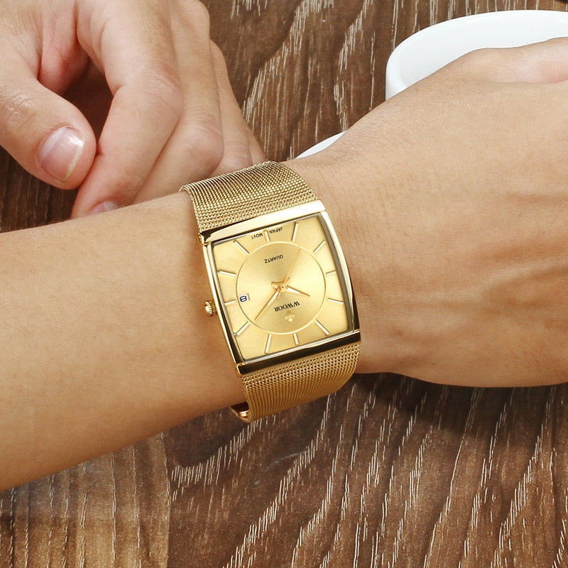 Relógio Masculino Quadrado de Aço Inoxidável - Frete Grátis